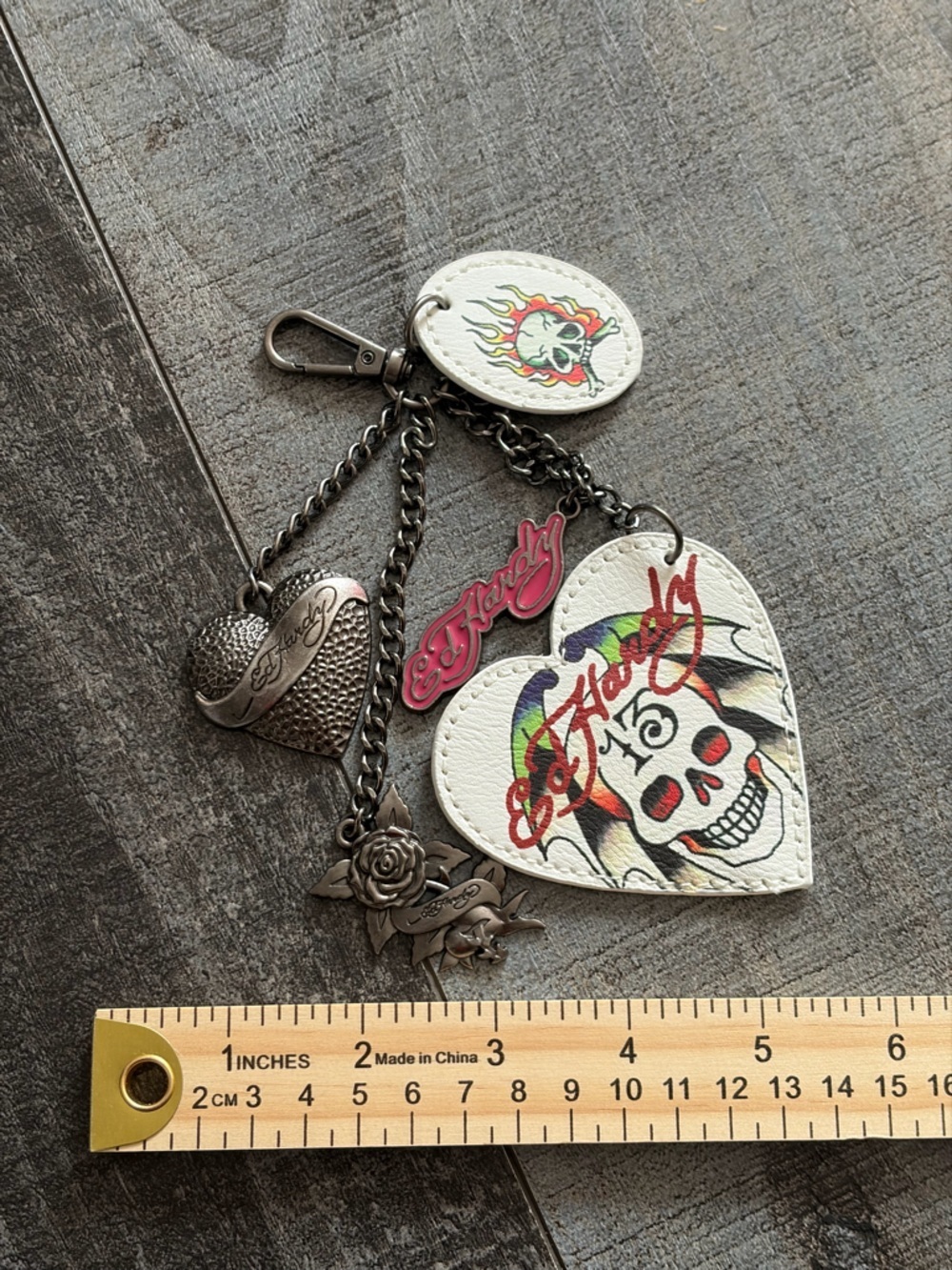 Ed Hardy by Christian Audigier Multi-Charm Bag Charm / Keychain – Y2K NWT
